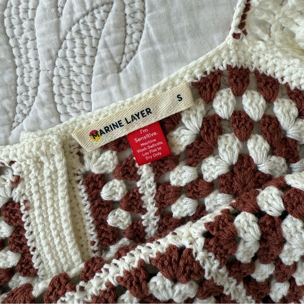 NWOT - Marine Layer - Cora Crochet Tank in Brown/Cream - Picture 7 of 12
